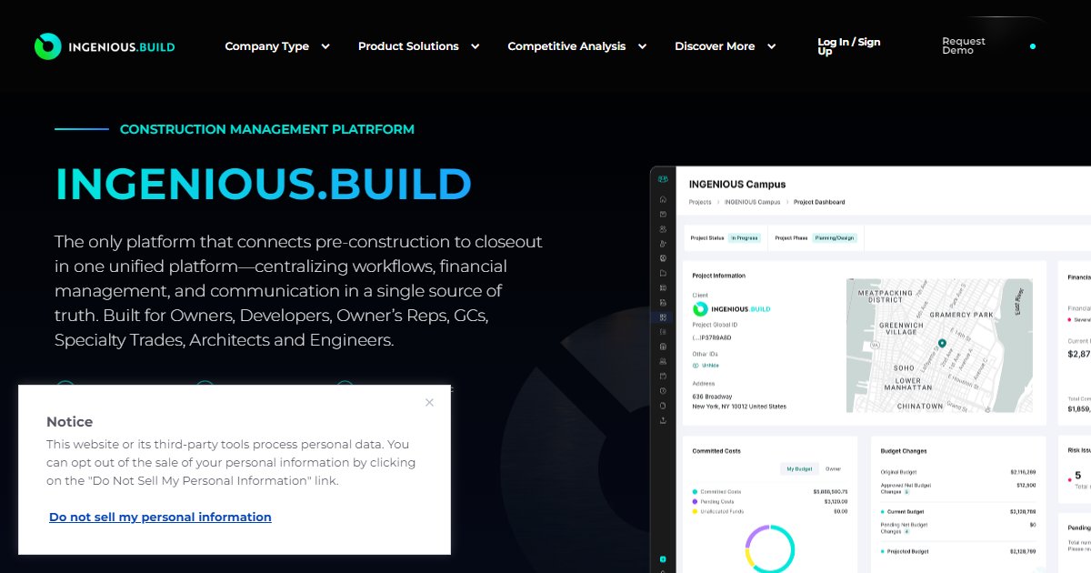 Ingenious Build specs, features & pricing - BIM Tools Hub